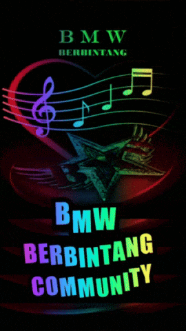 a poster that says bmw berbintang community with a lightning bolt