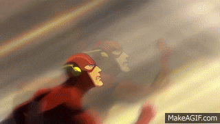 a cartoon of the flash flying through the air with makeagif.com at the bottom