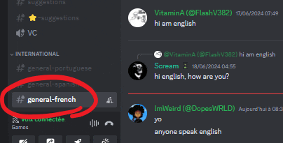 a screenshot of a discord conversation with the name general-french highlighted