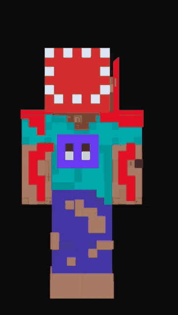 a pixel art drawing of a person with a red circle on their head