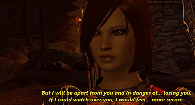 a woman in a video game says but i will be apart from you