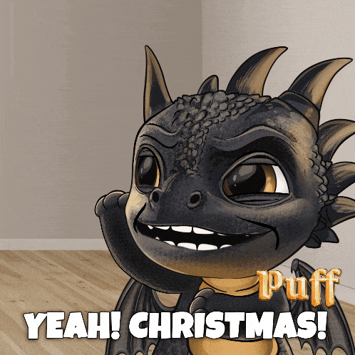 a picture of a dragon with the words yeah christmas