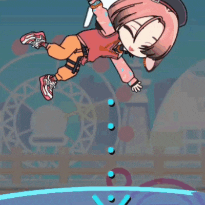 a cartoon character is doing a handstand in front of a roller coaster