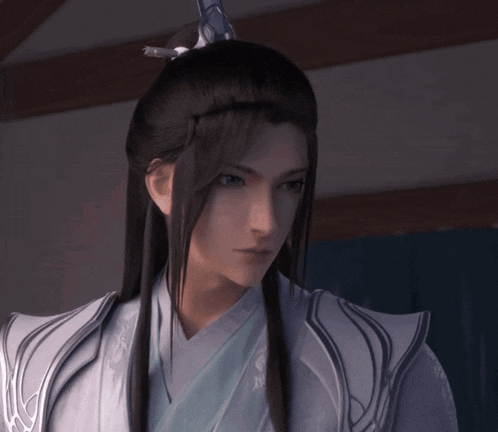 a man with long black hair is wearing a kimono