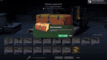 a screenshot of a video game with the words otwórz pojemnik on the top