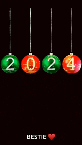 a happy new year bestie card with christmas balls