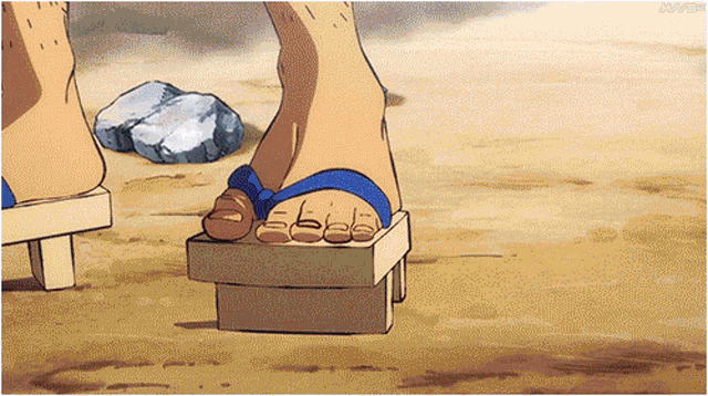 a cartoon drawing of a person 's feet wearing a pair of sandals