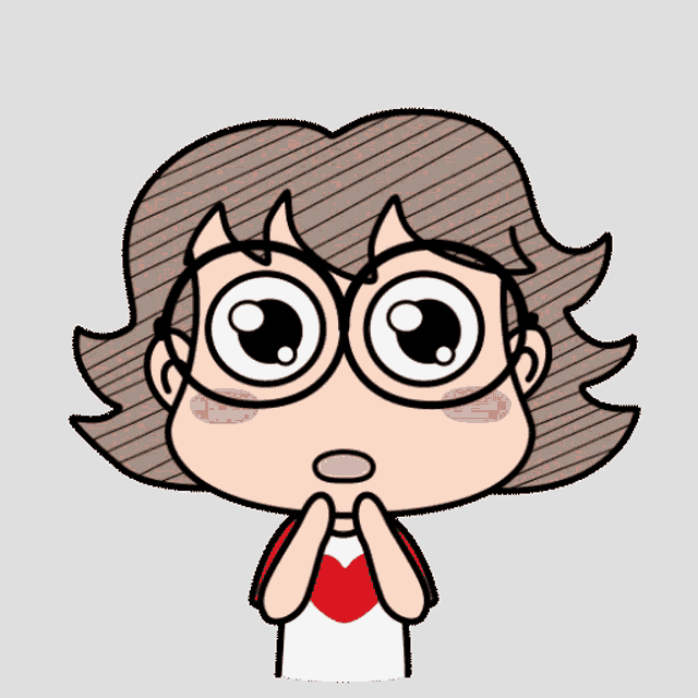 a cartoon of a girl wearing glasses and a red shirt
