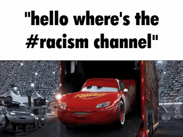 lightning mcqueen is driving a race car out of a trailer in cars 3 .