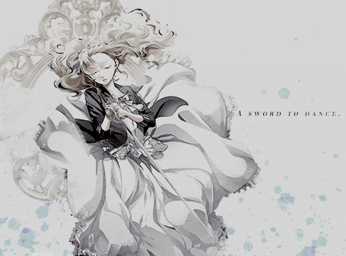 a drawing of a woman with the words a sword to dance