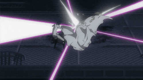 a person in a white cape is surrounded by purple lines