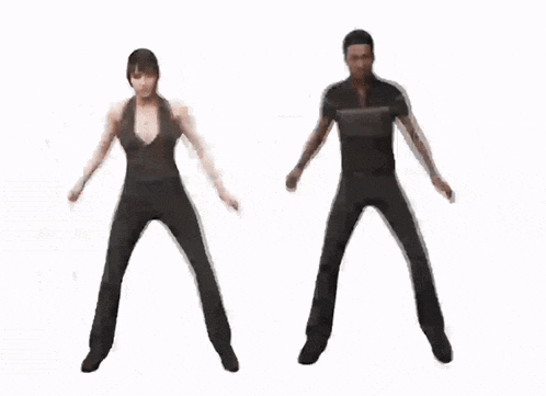 a man and a woman are dancing together in a video game