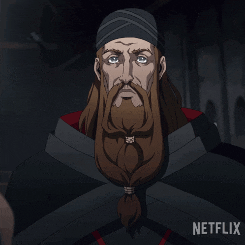 a cartoon of a man with a beard and the words have at it netflix