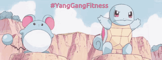 a cartoon of a mouse and a turtle with the words yanggangfitness written above them