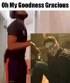 a man with a beard is kneeling down next to another man with a beard