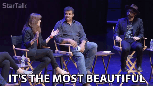 a group of people sitting in chairs with the words " it 's the most beautiful "