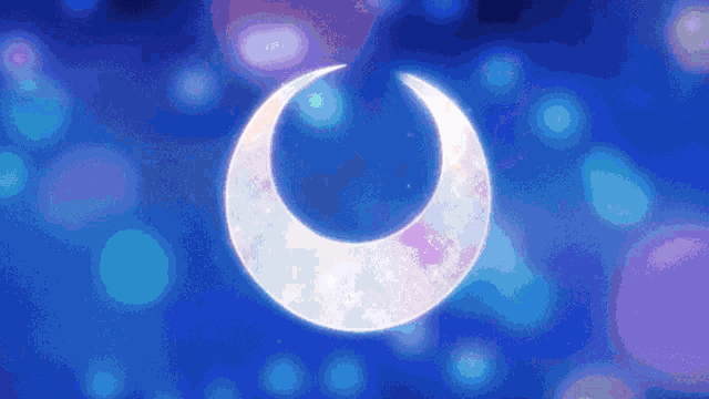 a blue background with a crescent moon in the center