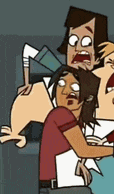 a group of cartoon characters are standing next to each other and one of them is holding a woman .