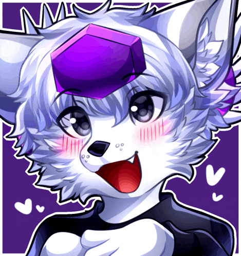 a drawing of a furry character with a purple box on its head