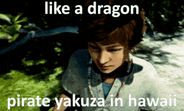 a picture of a boy with the words like a dragon pirate yakuza in hawaii on it