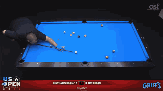 a pool table with a scoreboard that says griffs on it