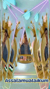 a picture of a man with a crown on his head and the words assalamualaikum