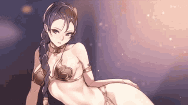 a drawing of a girl in a bikini with a braid