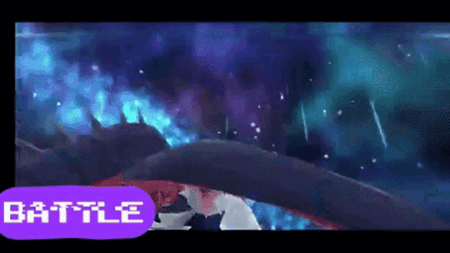 a video game screen shows a battle between a dragon and a person