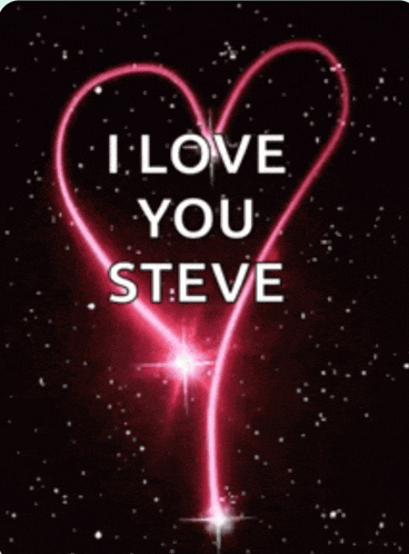 a pink heart that says i love you steve on it