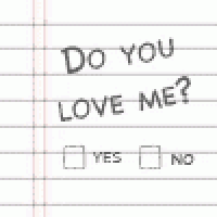 a piece of paper with the words `` do you love me '' written on it