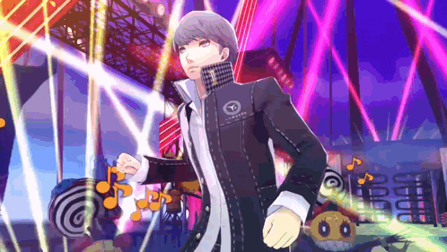 a man in a suit and tie is dancing on a stage