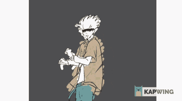 a drawing of a man with the word kapwing on the bottom right