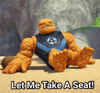 a cartoon character laying on the ground with the words let me take a seat below him