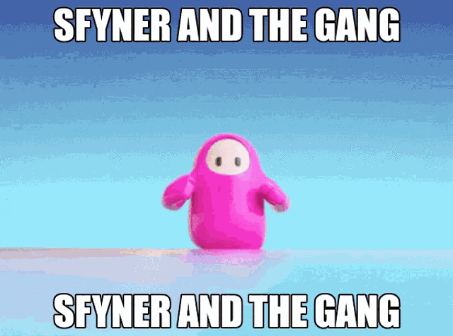 a picture of a pink toy with the words snyner and the gang