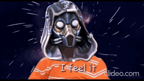 a cartoon of a man wearing a gas mask with the words i feel it below him