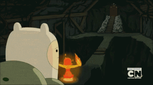 a cartoon character holding a torch with cn written on the bottom