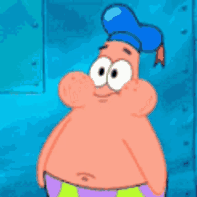patrick star from spongebob wearing a duck hat