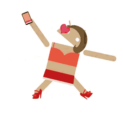 a cartoon drawing of an android taking a selfie with a cell phone