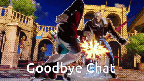 a video game scene with the words goodbye chat in the corner