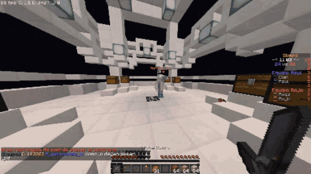 a screenshot of a minecraft game shows a player with a sword