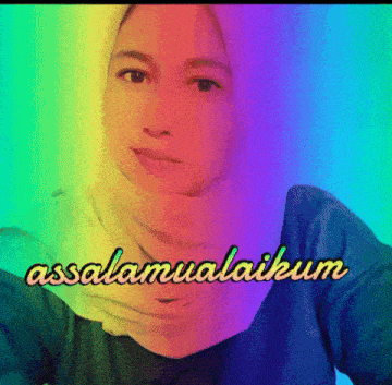 a woman wearing a hijab with the words assalamualaikum written on the bottom