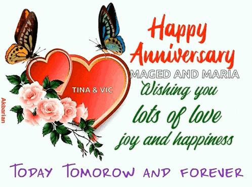a happy anniversary card for tina and vic