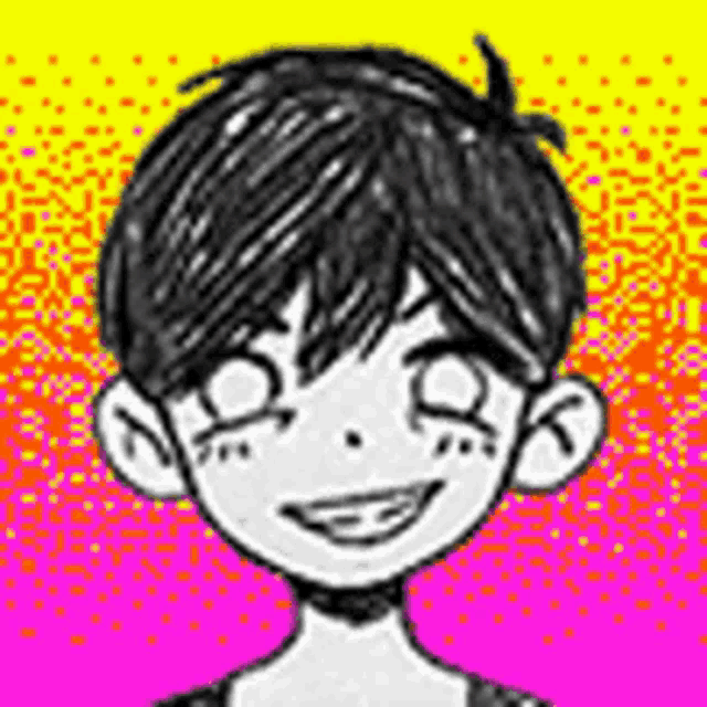 a black and white drawing of a boy with a rainbow background .