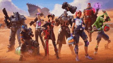 a group of video game characters are posing for a photo