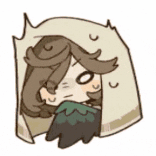 a cartoon of a person peeking out of a box with a surprised look on their face .