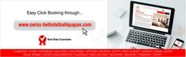 an advertisement for swiss-belhotelbalikpapan.com shows a laptop on a desk