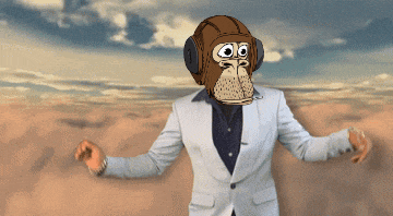 a man in a suit has a monkey mask on his face