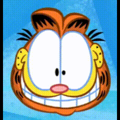 garfield is smiling and looking at the camera