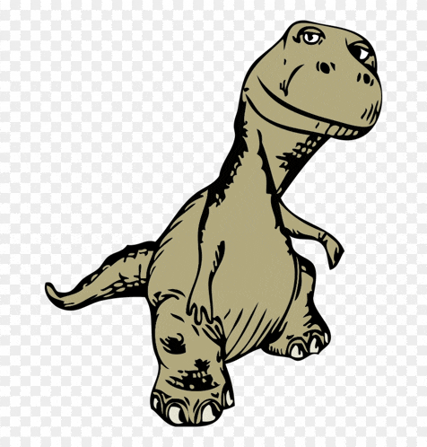 a cartoon drawing of a dinosaur with a smile on its face