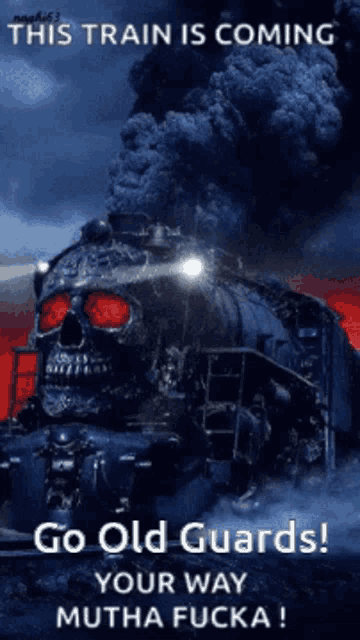 a poster of a train with a skull on the front
